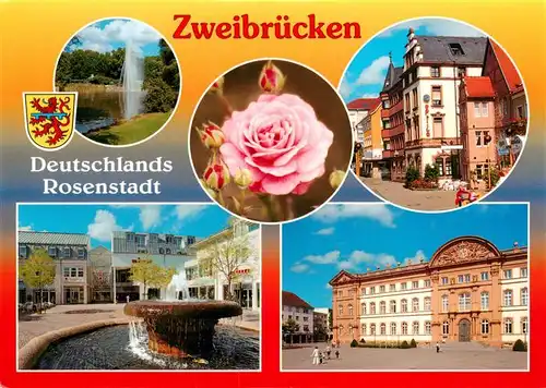 AK / Ansichtskarte 73944103 Zweibruecken_Pfalz Rosengarten Brunnen Schloss Motive