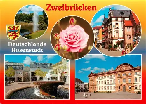 AK / Ansichtskarte  Zweibruecken_Pfalz Rosengarten Brunnen Schloss Motive