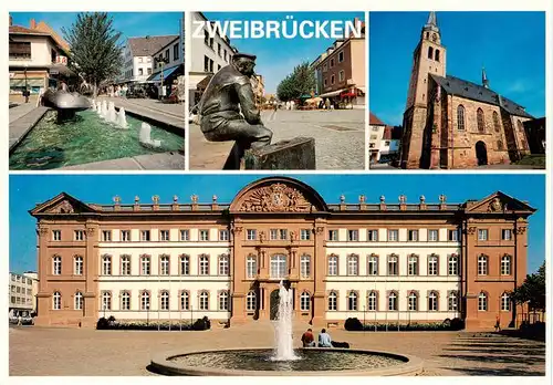 AK / Ansichtskarte 73944105 Zweibruecken_Pfalz Wasserspiele Plastik Kirche Schloss