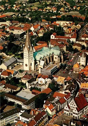 AK / Ansichtskarte  Paderborn Fliegeraufnahme mit Kirchen und Rathaus