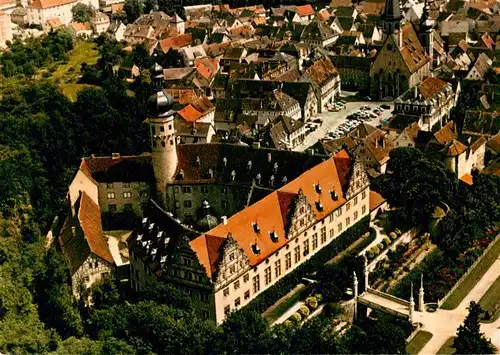 AK / Ansichtskarte 73944156 Weikersheim Schloss mit Marktplatz Fliegeraufnahme
