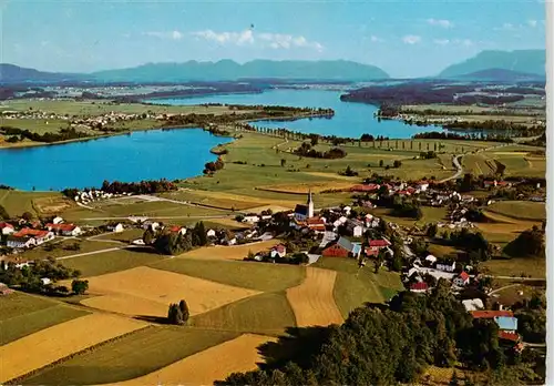 AK / Ansichtskarte  Taching_See Fliegeraufnahme mit Tachinger und Waginger See Salzkammergutberge und Untersberg