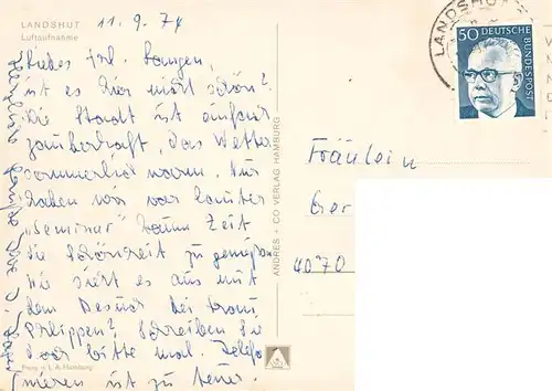 AK / Ansichtskarte  Landshut__Isar Fliegeraufnahme mit Kirche