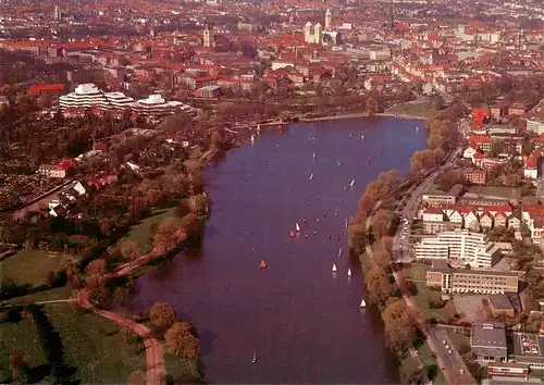 AK / Ansichtskarte  Muenster___Westfalen Fliegeraufnahme mit Aasee