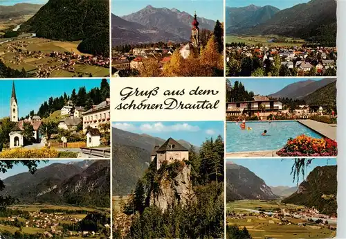 AK / Ansichtskarte 73944206 Drautal_Region Sachsenburg Greifnburg Steinfeld Berg Waldbad Dellach Schloss Stein Oberdrauburg