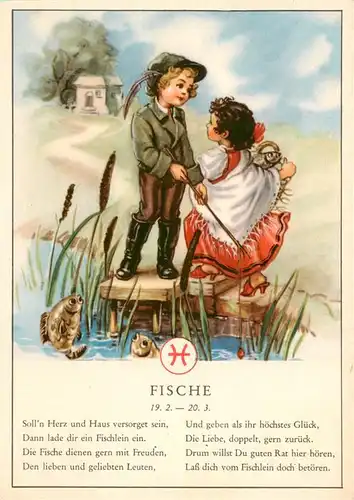 AK / Ansichtskarte  Sternzeichen_Zodiac_Sign_Signe_Zodiaque Fische Kinder See