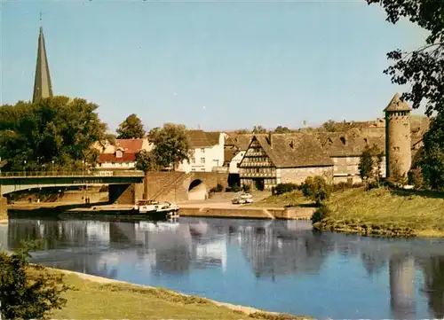 AK / Ansichtskarte  Holzminden_Weser_Niedersachsen Blick auf altes Faehrhaus und Jugendherberge