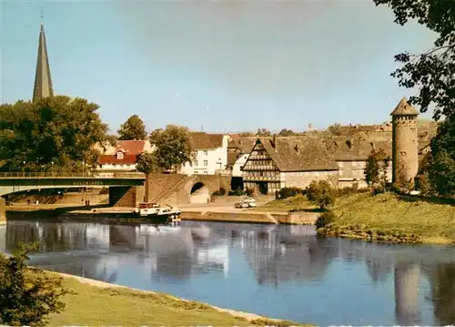 AK / Ansichtskarte  Holzminden_Weser_Niedersachsen Blick auf das Faehrhaus und Jugendherberge