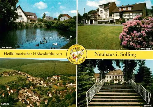 AK / Ansichtskarte 73944348 Neuhaus_Solling Teich Ortspartie Schloss Luftaufnahme Heilklimatischer Kurort