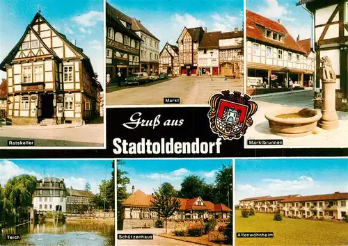 AK / Ansichtskarte 73944351 Stadtoldendorf Ratskeller Markt Brunnen Teich Schuetzenhaus Altenwohnheim