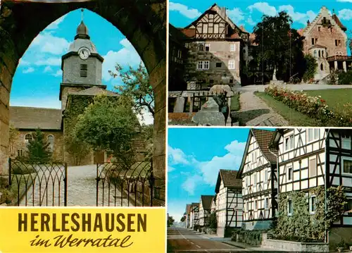 AK / Ansichtskarte 73944376 Herleshausen Kirche Fachwerkhaeuser Ortsmotiv