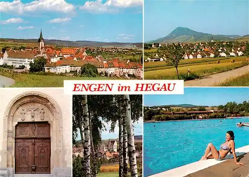 AK / Ansichtskarte  Engen_Hegau Ortspanorama Portal Freibad