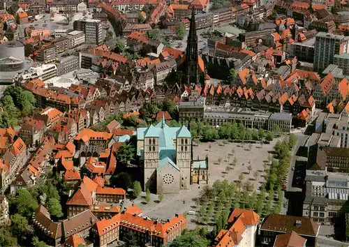 AK / Ansichtskarte  Muenster___Westfalen Innenstadt mit Dom und St Lambertikirche