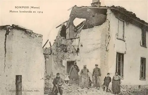 AK / Ansichtskarte  Sompuis_51_Marne Maison bombardee en 1914
