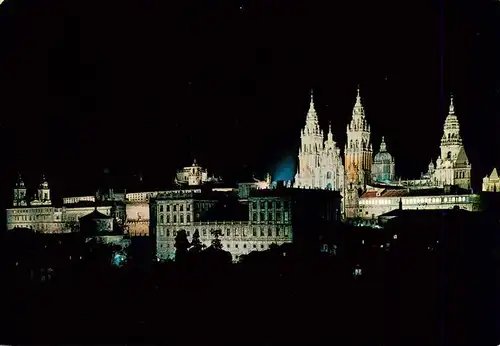AK / Ansichtskarte 73944573 Santiago_de_Compostela_ES La Catedral Aspecto nocturno