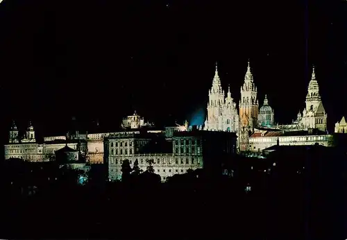 AK / Ansichtskarte  Santiago_de_Compostela_ES La Catedral Aspecto nocturno