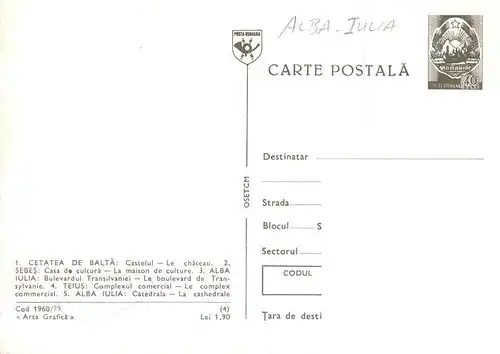 AK / Ansichtskarte  Alba_Iulia_Karlsburg_RO Cetatea de Balta Castelul Sebes Casa do Cultura Alba Iulia Bulevardul Transilvaniei Teius Complexul comercial Alba Iulia Catedrala