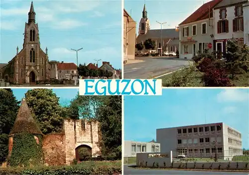 AK / Ansichtskarte  Eguzon-Chantome_36_Indre Eglise St Etienne Le rond point Le chateau la vieille porte Le CEG St Exupery