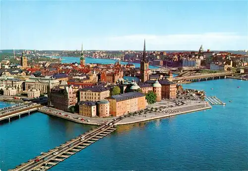 AK / Ansichtskarte 73944738 Stockholm__Sweden Riddarholmen och Gamla Stan fran Stadshuset torn