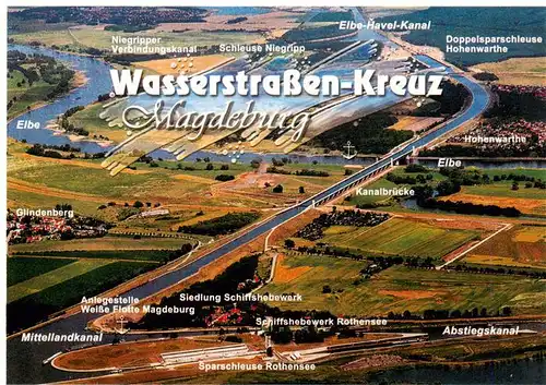 AK / Ansichtskarte 73944832 Magdeburg Wasserstrassenkreuz Elbe Havel Kanal Fliegeraufnahme