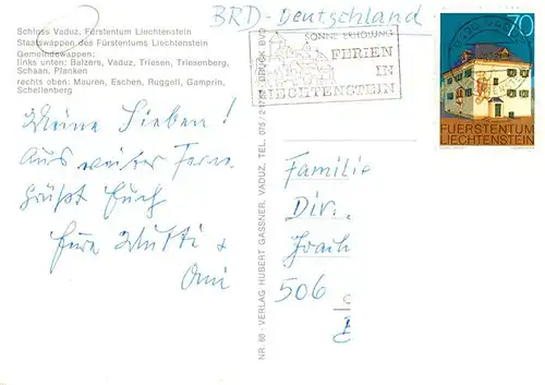 AK / Ansichtskarte 73944870 Liechtenstein_Fuerstentum Schloss Vaduz