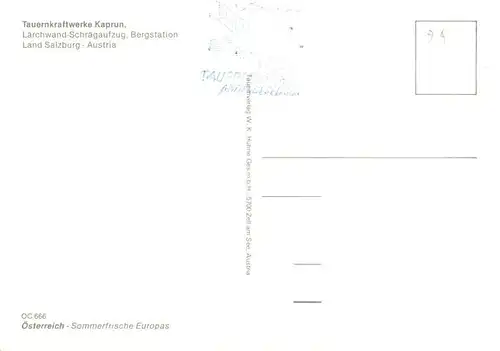 AK / Ansichtskarte  Kaprun_AT Tauernkraftwerke Laerchwand-Schraegaufzug Bergstation Alpen