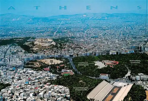 AK / Ansichtskarte 73945051 Athens_Athen_Athenes_Greece Stadtpanorama Akropolis Olympieion Station National Garden