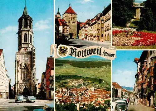 AK / Ansichtskarte  Rottweil_Neckar Motive Stadtzentrum Kirche Stadttor Park Luftaufnahme