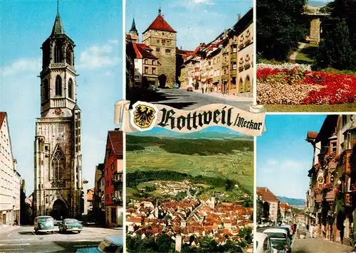 AK / Ansichtskarte  Rottweil_Neckar Motive Stadtzentrum Kirche Stadttor Park Luftaufnahme