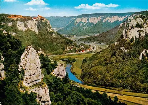 AK / Ansichtskarte  Beuron_Donautal Panorama Blick vom Eichfelsen auf Schloss Werenwag Schwaebische Alb