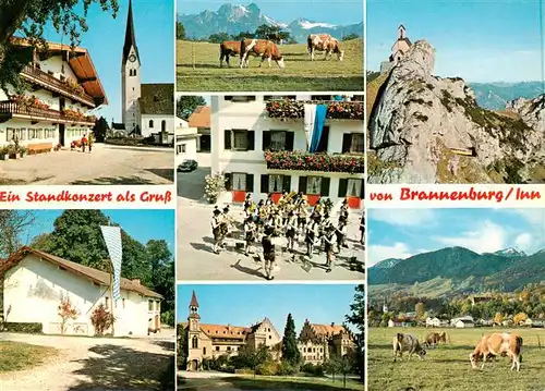 AK / Ansichtskarte  Brannenburg Dorfstrasse Heuberg Wendelsteinbahn Halle Standkonzert Schloss