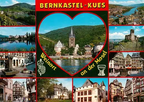 AK / Ansichtskarte 73945071 Bernkastel-Kues_Berncastel Motive Altstadt Malerischer Weinort an der Mosel Panorama Burgruine