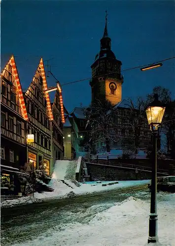 AK / Ansichtskarte 73945106 Backnang Partie am Stadtturm Nachtaufnahme