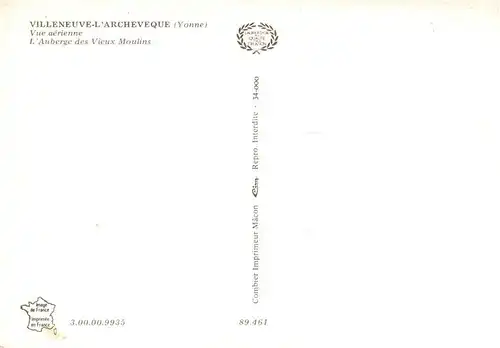 AK / Ansichtskarte  Villeneuve-l_Archeveque_89_Yonne Auberge des Vieux Moulins vue aérienne