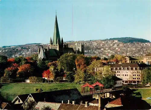 AK / Ansichtskarte  Trondheim_Trondhjem_Norge Parti fra byen med Nidarosdomen og Gamle Bybro