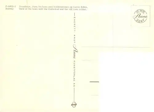 AK / Ansichtskarte  Trondheim_Trondhjem_Norge Parti fra byen med Nidarosdomen og Gamle Bybro