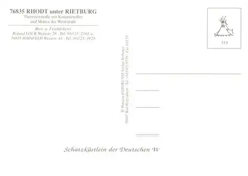 AK / Ansichtskarte 73945289 Rhodt_Rietburg Theresienstrasse mit Kstanienallee und Motive der Weinstrasse