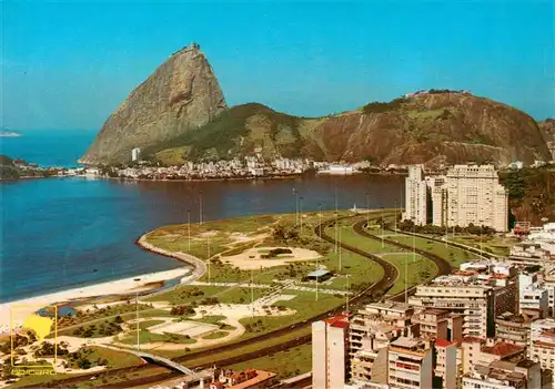 AK / Ansichtskarte  Rio_de_Janeiro_Brazil Aereal View of the Flamengo Embarkment an the Sugar Leaf