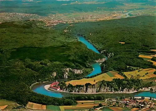 AK / Ansichtskarte  Kelheim_Donau Kloster Weltenburg am Donaudurchbruch mit Befreiungshalle