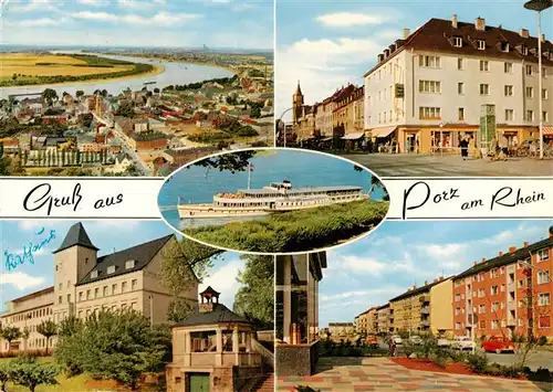 AK / Ansichtskarte 73945344 Porz_Koeln_Rhein Luftaufnahme Motive Stadtzentrum Dampfer