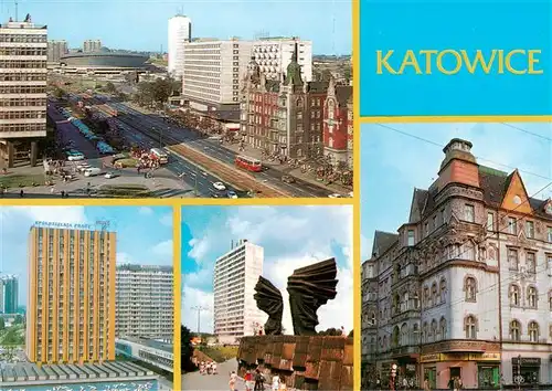 AK / Ansichtskarte  Katowice_PL Ulica Armii Czerwonej Fragment Srodmiescia Pomnik Powstancow Slaskich