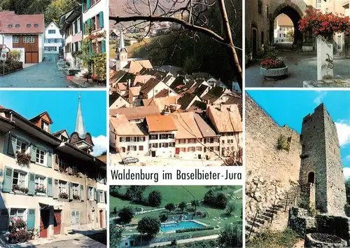 AK / Ansichtskarte  Waldenburg_BL Teilansichten historisches Staedtchen am Hauenstein Schlossruine Stadttor Freibad