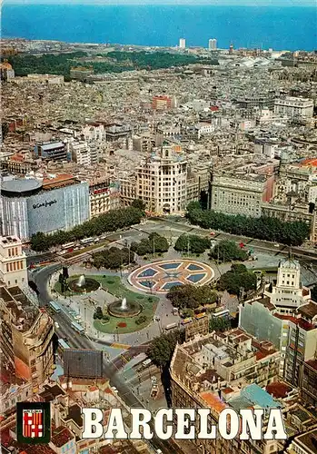 AK / Ansichtskarte  Barcelona_Cataluna_ES Plaza Cataluna vista aérea