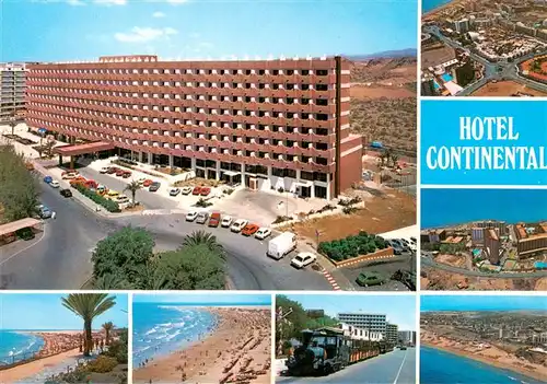 AK / Ansichtskarte  Playa_del_Ingles_Gran_Canaria_ES Hotel Continental Strand Promenade Touristenbahn Fliegeraufnahmen