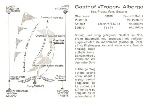 AK / Ansichtskarte 73945516 Oberrasen Gasthof Troger Albergo Kreuz Blick gegen Wildgall Alpen