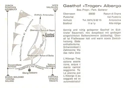 AK / Ansichtskarte  Oberrasen Gasthof Troger Albergo Kreuz Blick gegen Wildgall Alpen