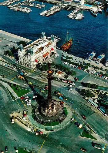 AK / Ansichtskarte  Barcelona_Cataluna_ES Monument a Colón vista aérea