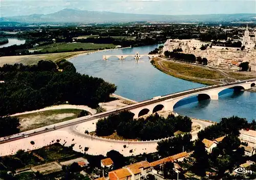 AK / Ansichtskarte  Avignon_84_Vaucluse Pont Saint Benezet Pont de pierre sur le Rhône Notre-Dame-des-Doms vue aérienne