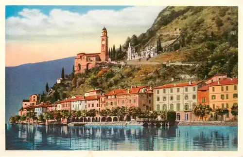 AK / Ansichtskarte  Morcote_Lago_di_Lugano_TI Teilansicht mit Kirche