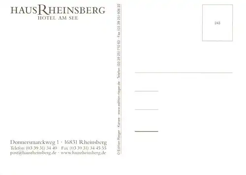 AK / Ansichtskarte  Rheinsberg_Brandenburg Haus Rheinsberg Hotel am See